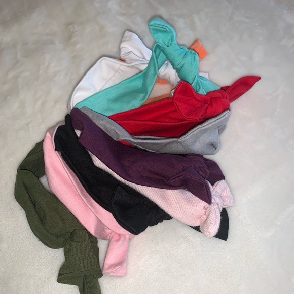 Bundle of 10 Cotton head bands w bow tie. Virtually new in every color! - Picture 2 of 5